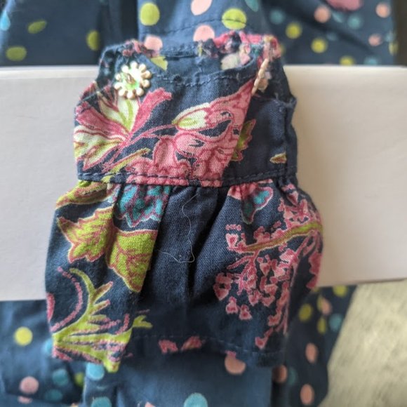 VINTAGE APRIL CORNELL Blue Polka Dot Dress Size 3 4 - Picture 4 of 5